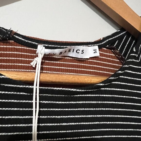 Jay Basics Stripe Shirt Long Sleeves Masy Tee Size Medium New Brown Black - Picture 3 of 4